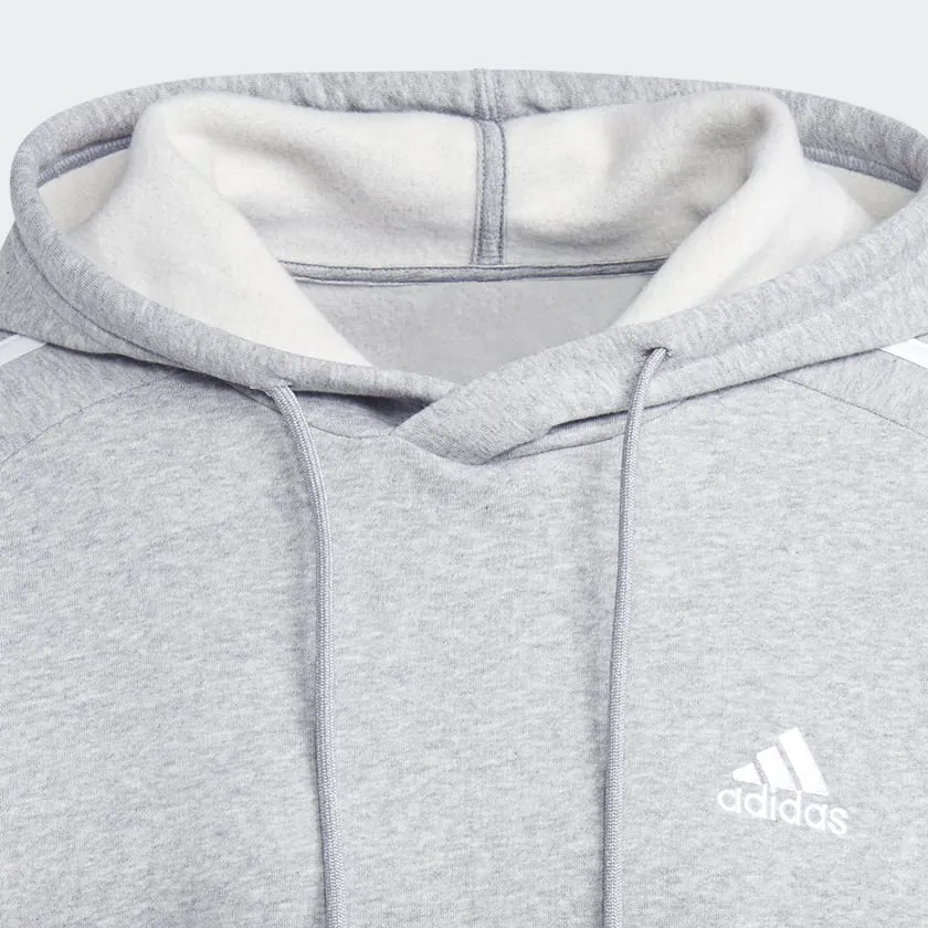 ADIDAS ESSENTIALS FLEECE 3-STRIPES HOODIE- MEN - GREY