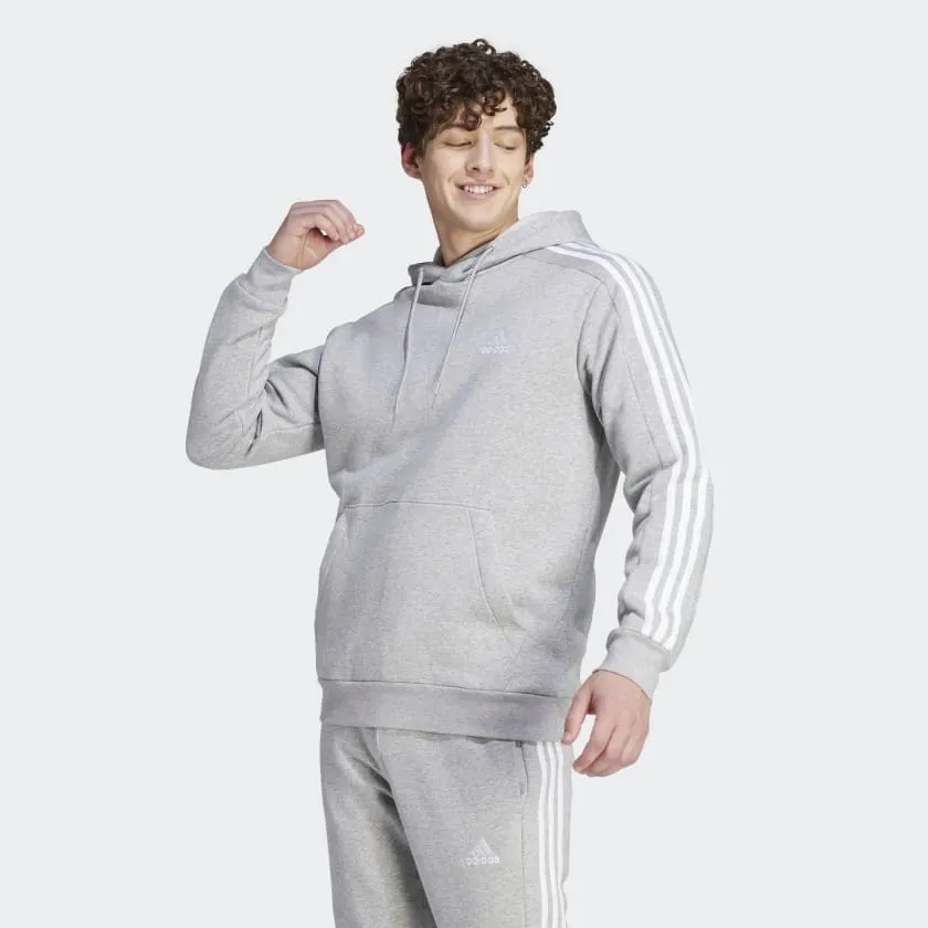 ADIDAS ESSENTIALS FLEECE 3-STRIPES HOODIE- MEN - GREY