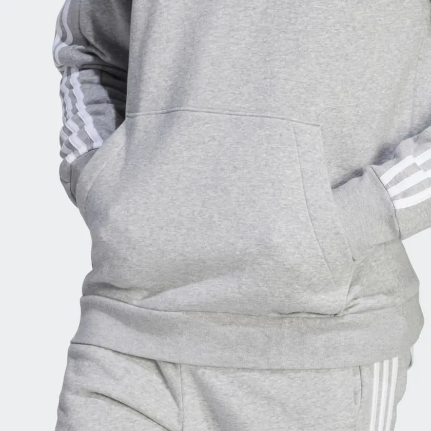 ADIDAS ESSENTIALS FLEECE 3-STRIPES HOODIE- MEN - GREY