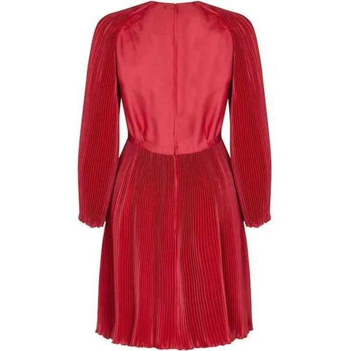 ARCHIVE - Vintage 1960s Couture Red Silk Cotton Occasion Dress With Heavy Pleated Detail