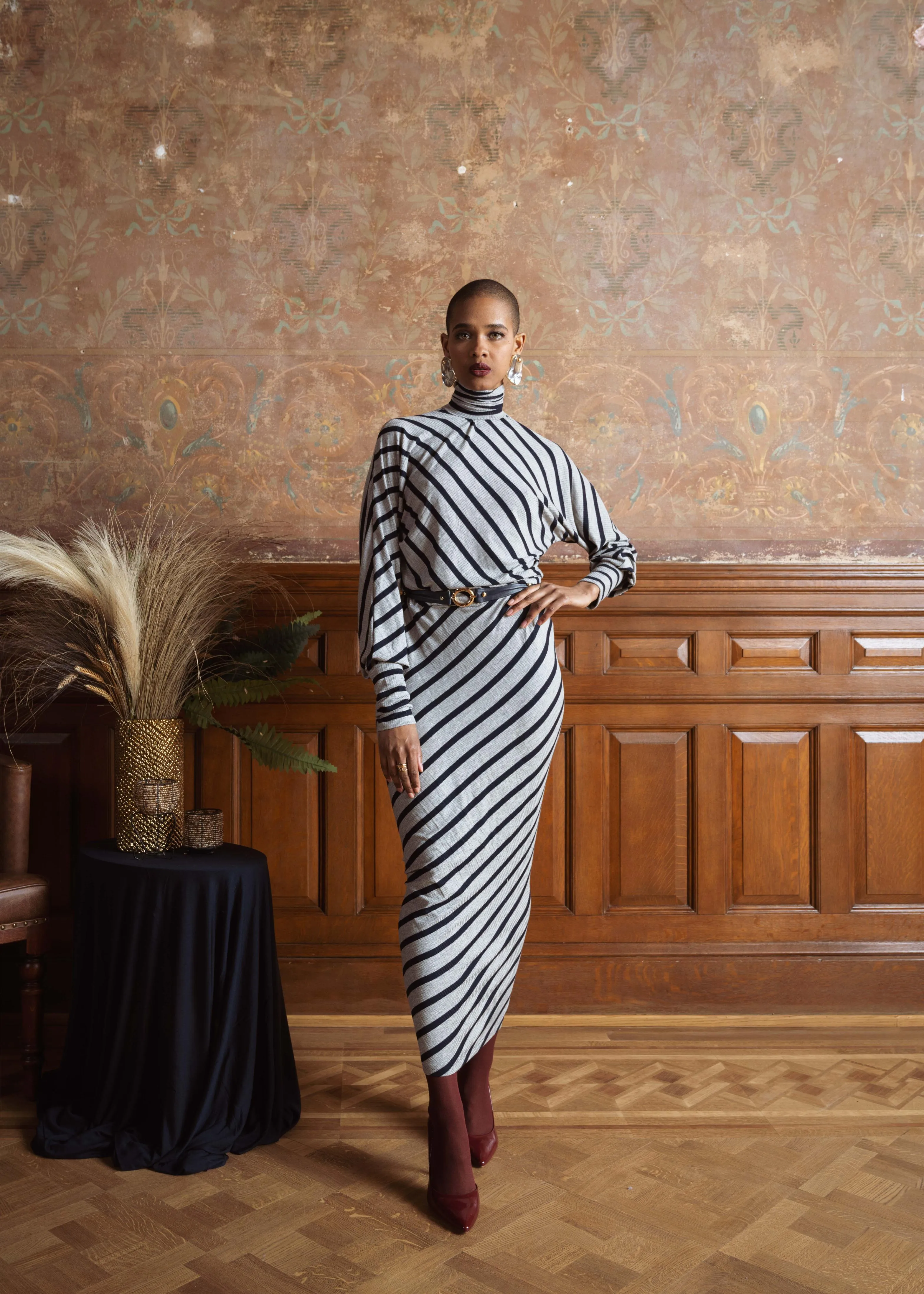 Bias Stripe Knit Dress