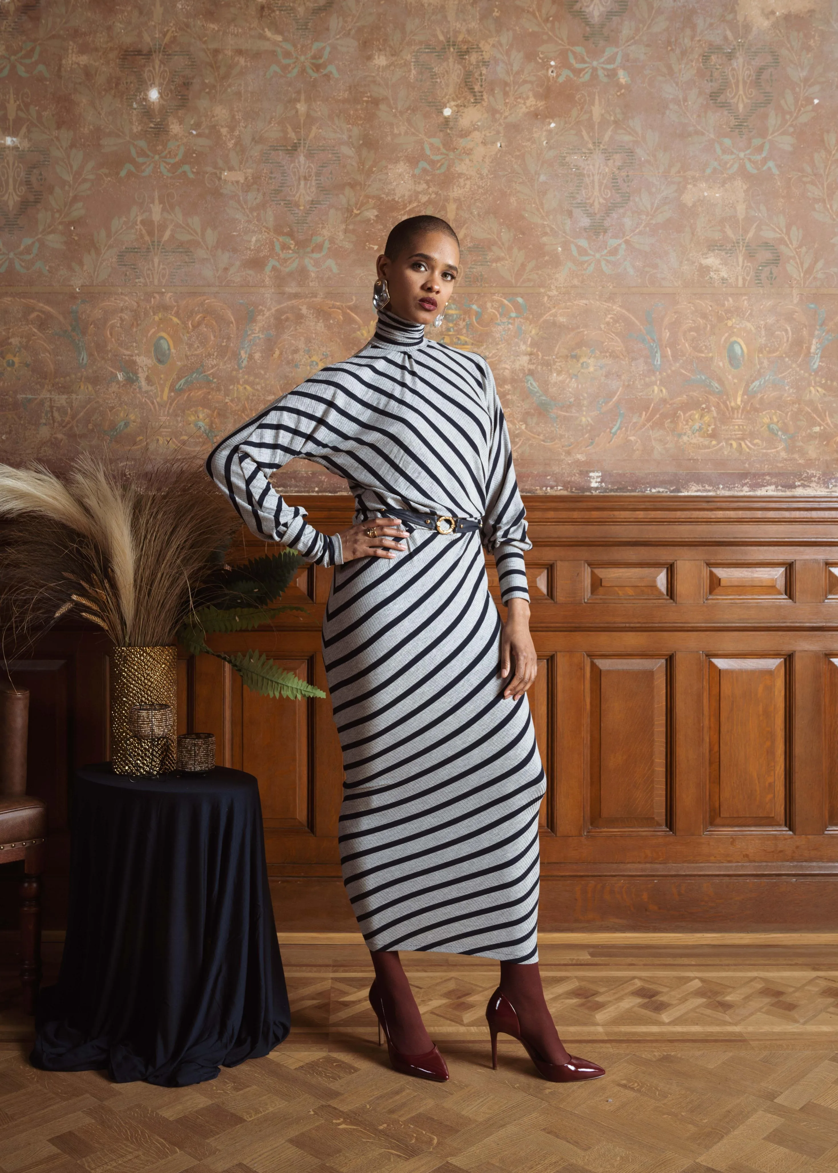 Bias Stripe Knit Dress