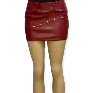 Dark Red Low Profile Bandage Mini Skirt
