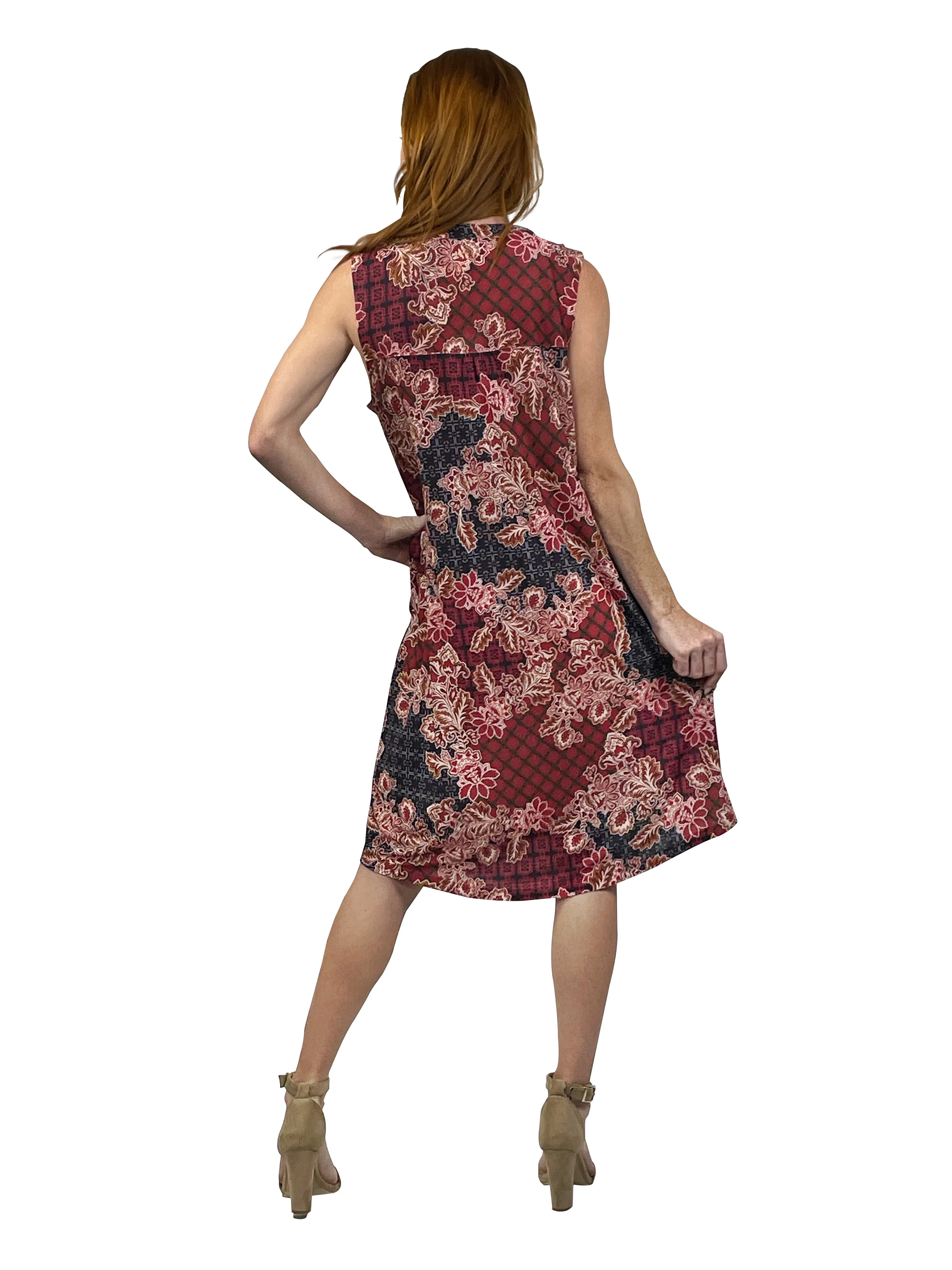 La Cera Plus Mosaic Paisley Print Pleat Front Dress