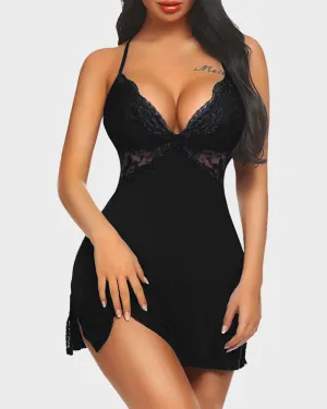 Lily Love® Lace-Trimmed Slit Sleep Dress Babydoll Nightgown