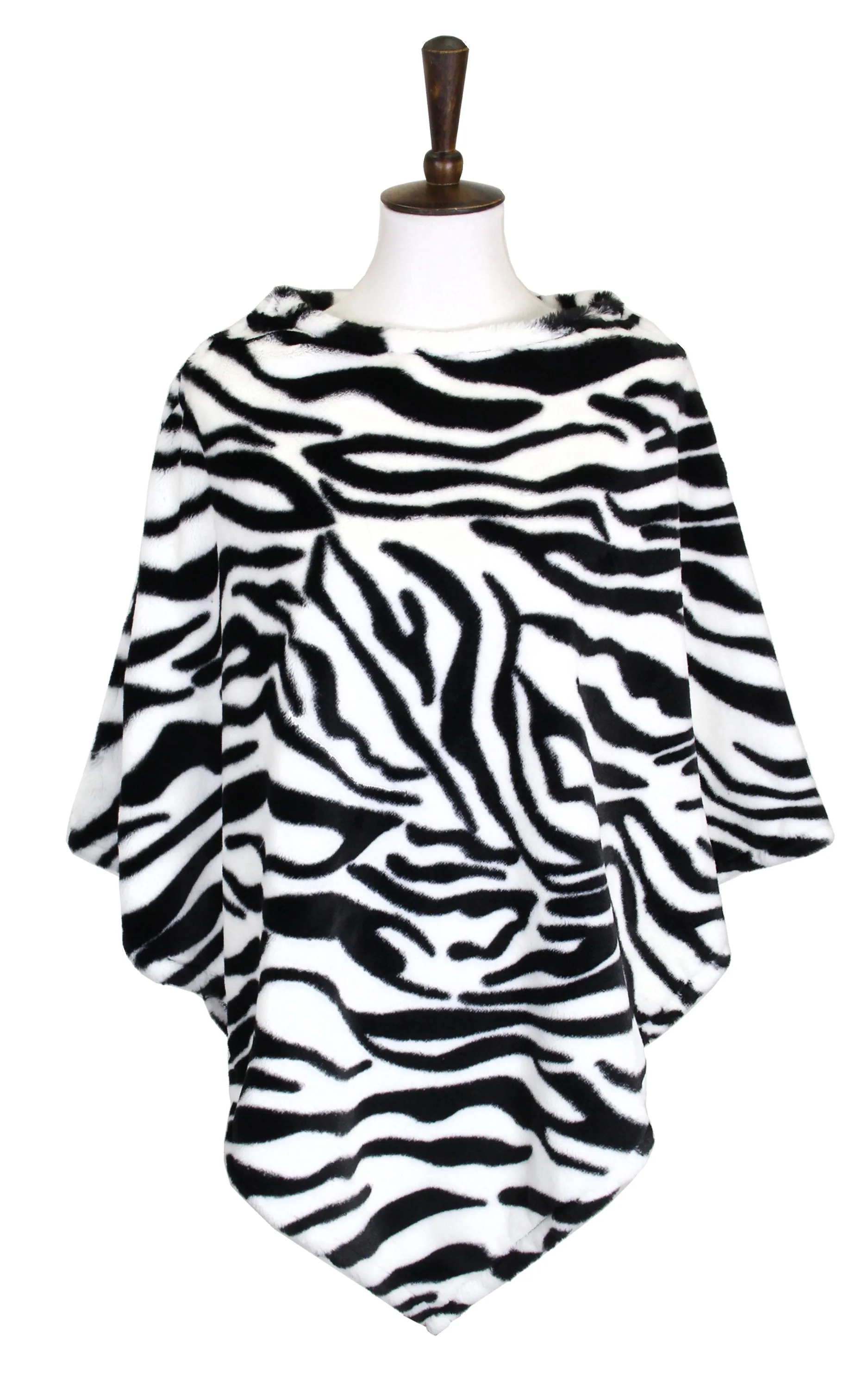 LOF1072 Zebra Pattern Faux Fur Poncho