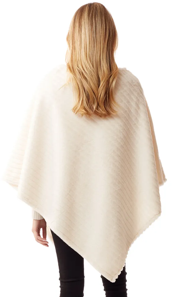 LOF1218 Vertical Ombre & Stripe Faux Fur Poncho