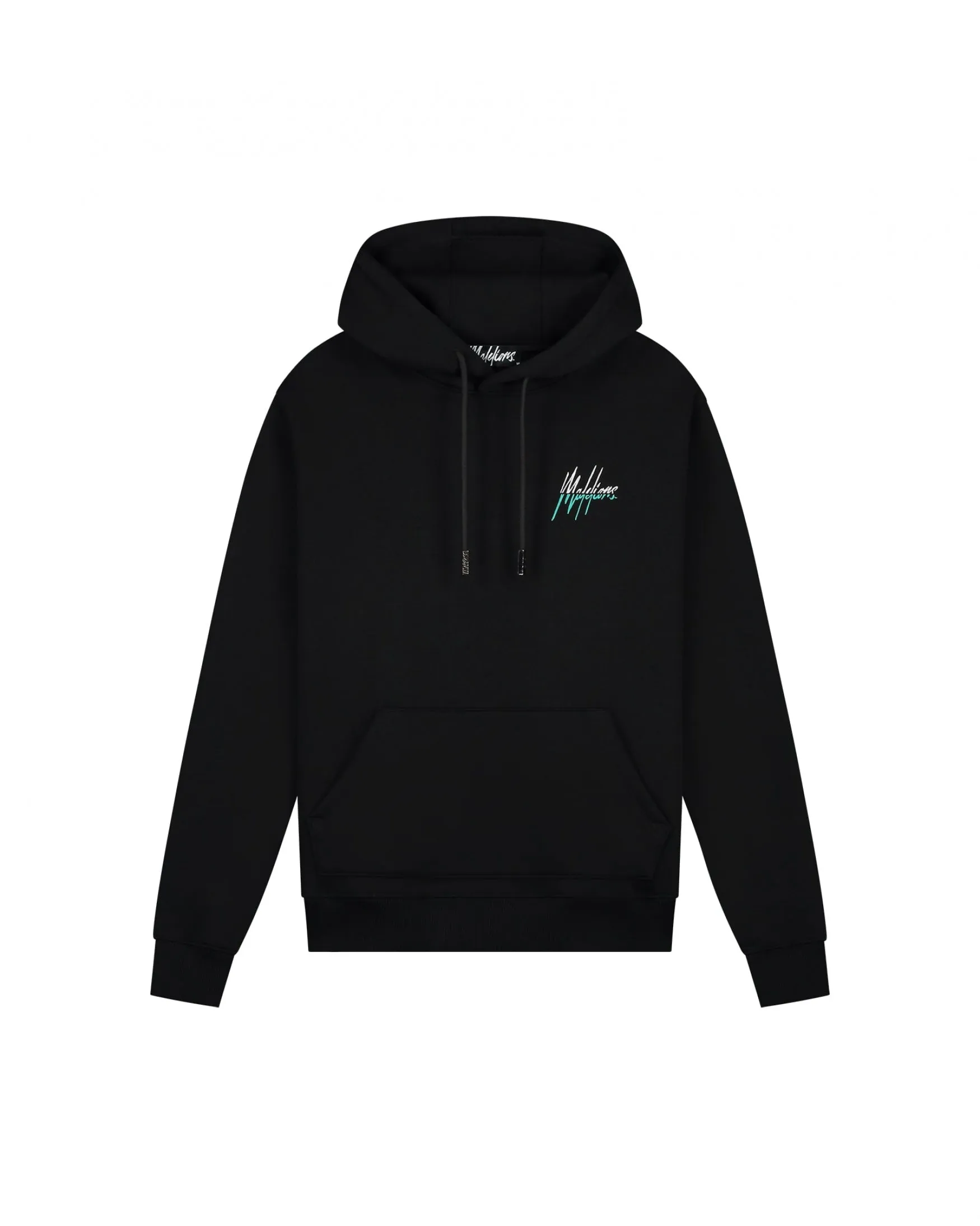 Malelions Men Split Hoodie | Black/Turquoise