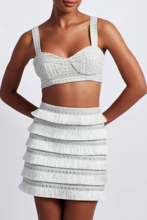Metallic Fringe Mini Skirt