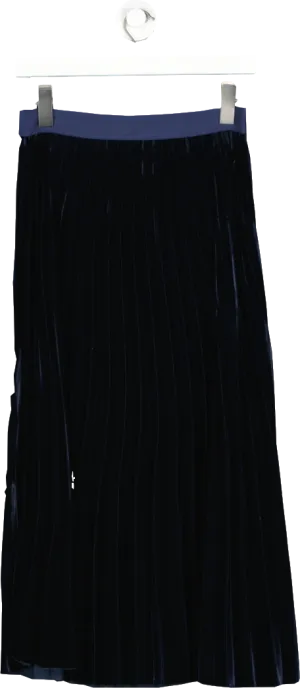 Sandro Blue Pleated Velvet Skirt UK S