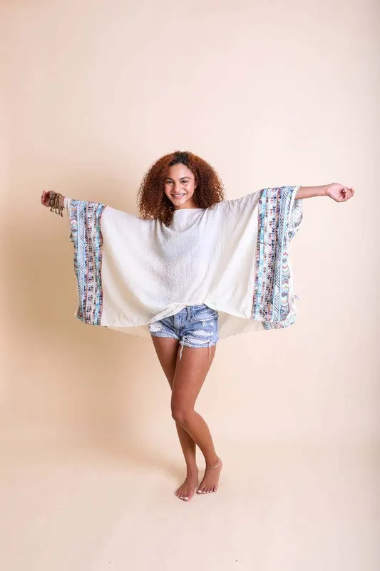 Soul Dream Embroidered Poncho (Mustard)