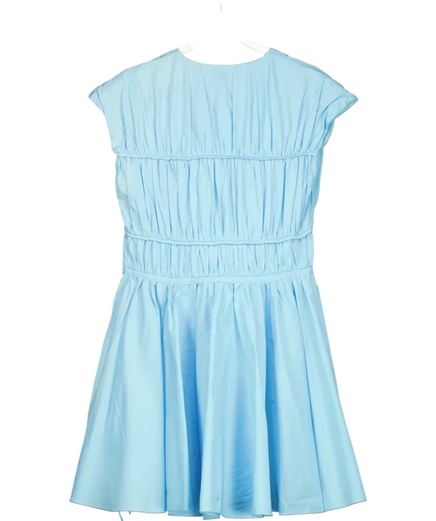 TOVE Blue Ceres Tie-detailed Cotton-poplin Mini Dress UK 6