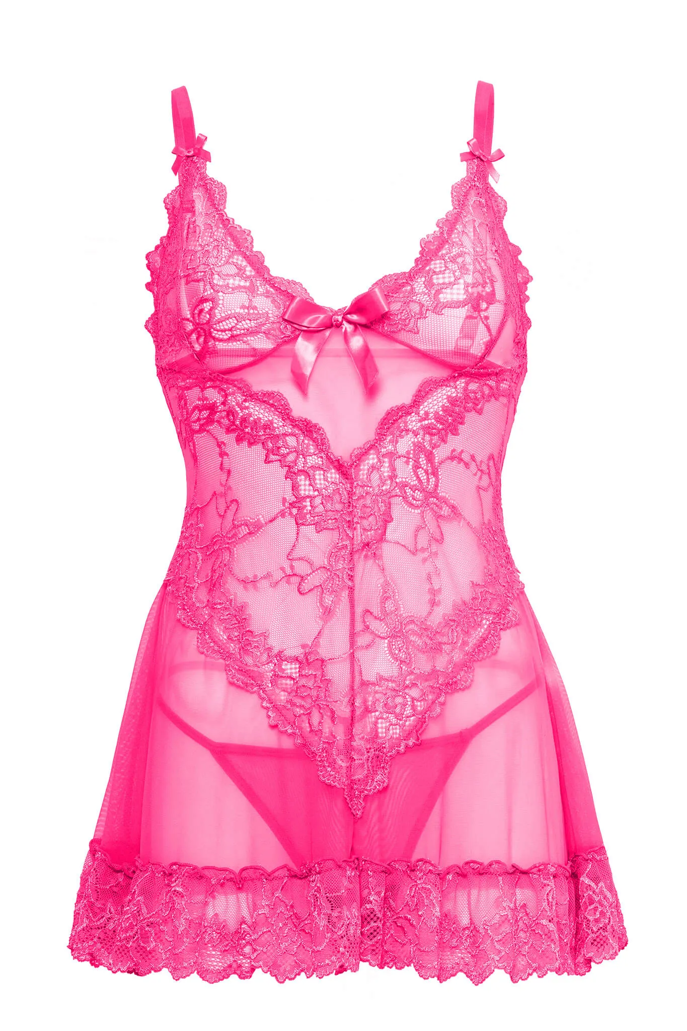 Valentine Lace Babydoll • Deep Pink
