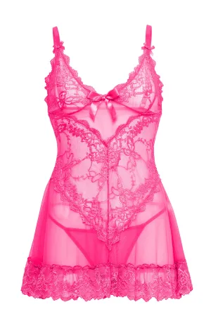 Valentine Lace Babydoll • Deep Pink
